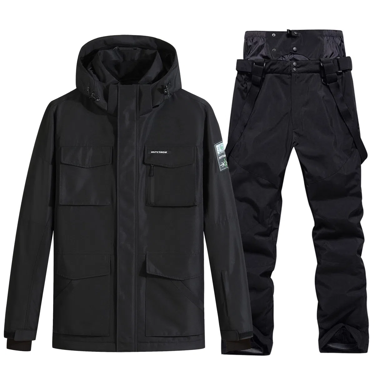 HOUZONIY Herren Skianzug Schneeanzug Atmungsaktiv Winddichte Schneehose Schneejacke mit Abnehmbare Kapuzen zum Skifahren Snowboarden Skisuit