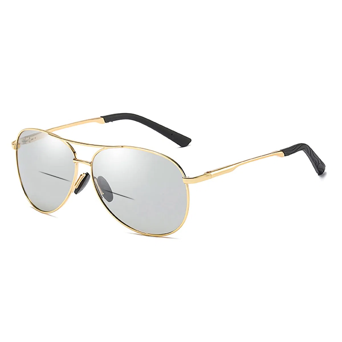 Progressive multifokale Lesebrille, photochrome Sonnenbrille, Federscharnier, leichte Übergangsbrille, intelligente Lesebrille gegen Verfärbungen, Schwarz, +2,00 (Gold 1,5)