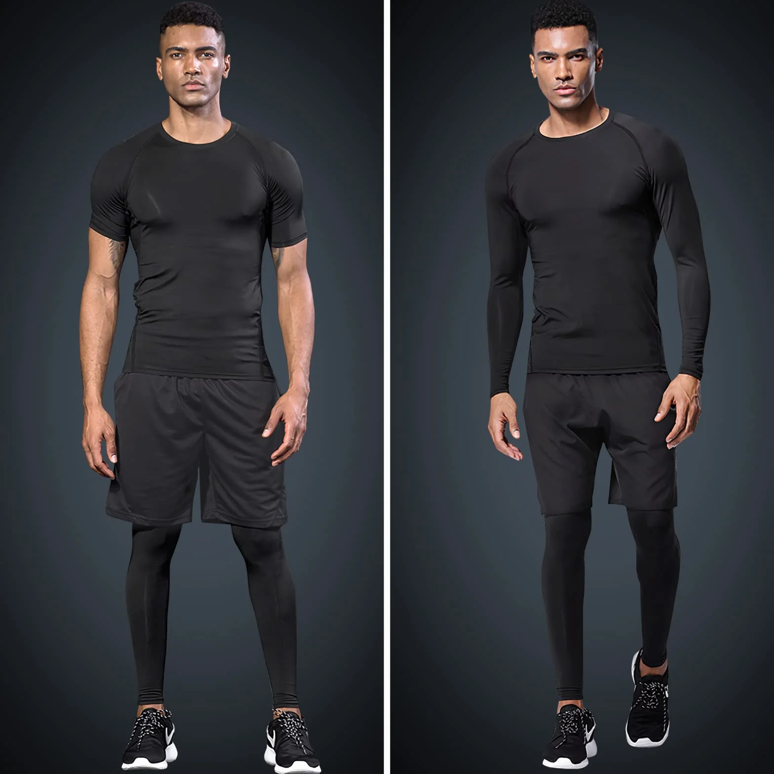 JULY'S SONG Sportbekleidung für Herren Kompression 5pcs Set Fitness Kleidung Trainingsanzug Männer Elastische Sportwear Gym Running Outfit Outdoor