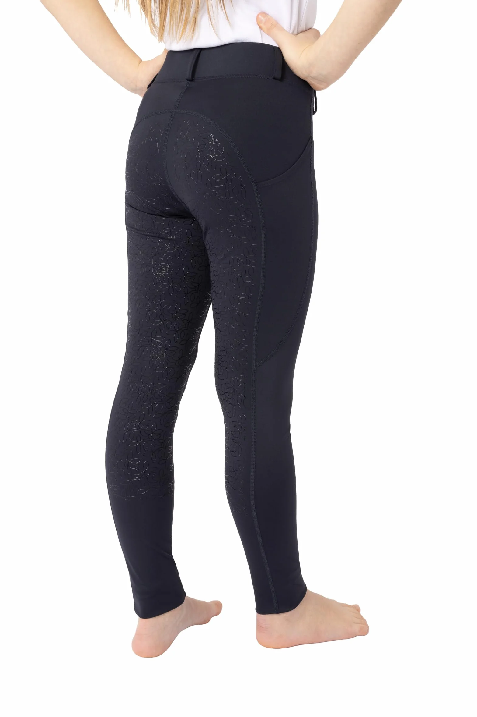HORZE Kinder Reitleggings DEA, Reithose Mädchen, Gürtelschlaufen, Vollbesatz, Handytasche
