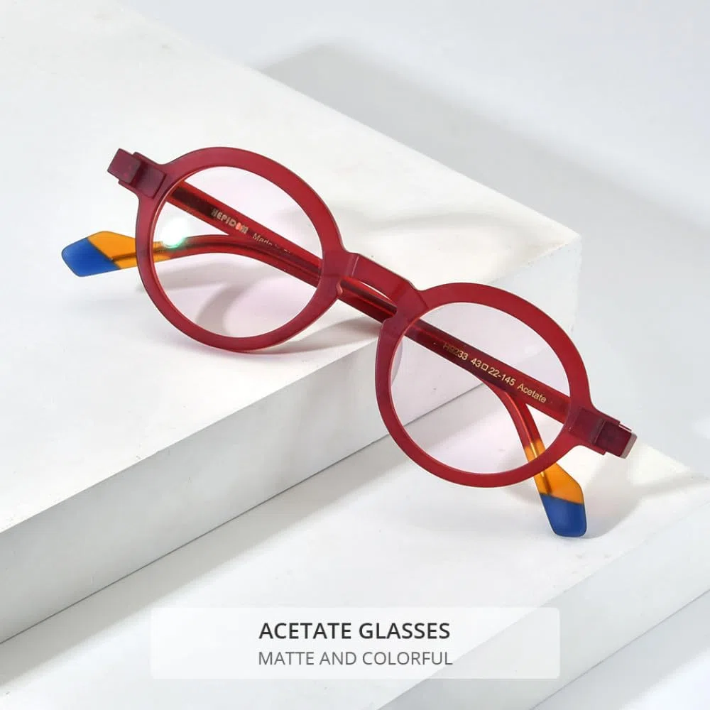 MUTYNE Mehrfarbige Acetat-Brillengestelle für Herren, matt, Retro, runde Brillen, Damenbrillen