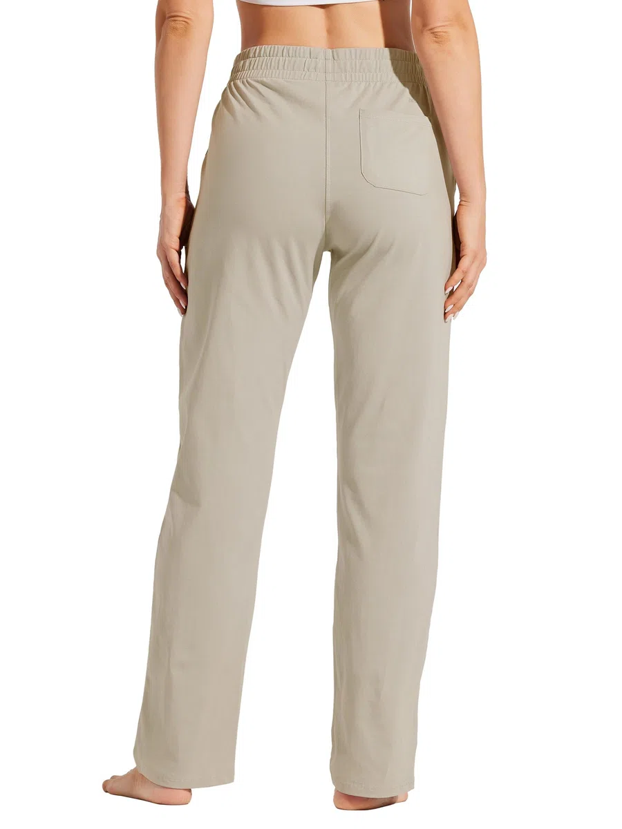 WILLIT Jogginghose Damen Baumwolle Trainingshose Lang Freizeithose Sporthose Yogahose gerades Bein Sport Lounge Sweatpants Kordelzug mit Taschen