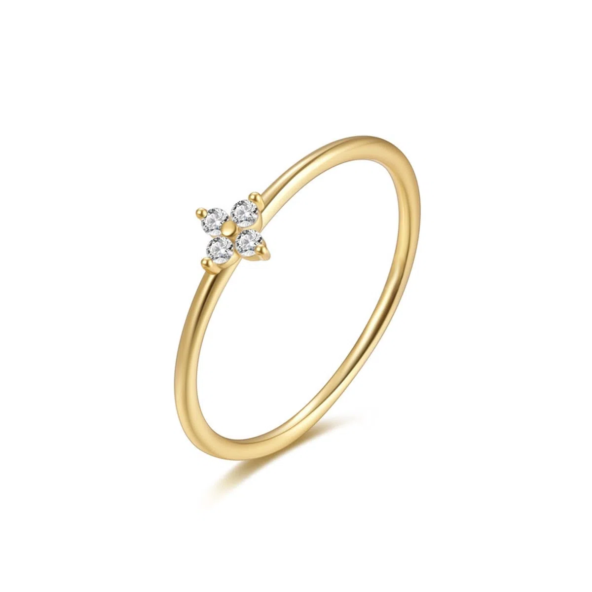 Wycian Deko Ringe Goldener Ring Modeschmuck 9K/14K Gelbgold Au375/Au585 Runde Form Moissanit Vorsteckring für Tante Elegant Schmuck Geschenk