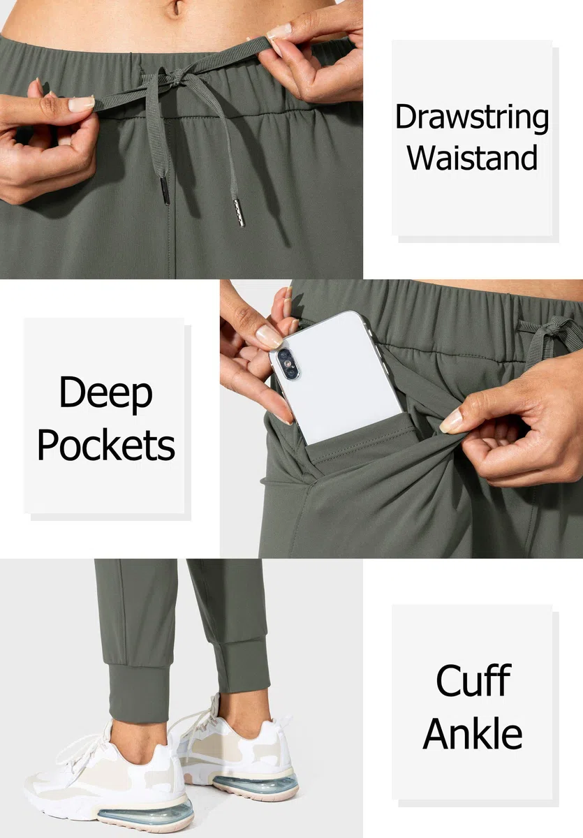 SANTINY Damen-Jogginghose, Taschen, Kordelzug, Laufhose für Damen, Lounge, Workout, Joggen