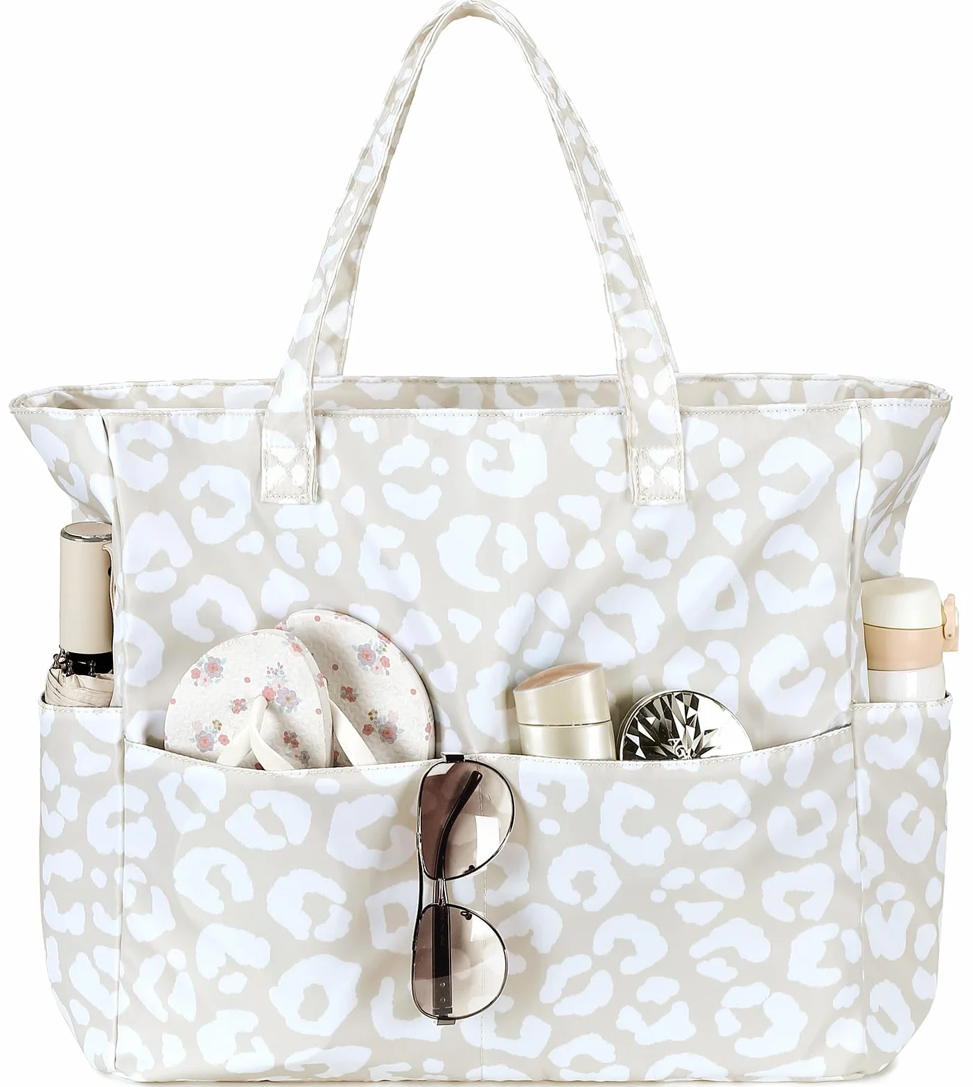 LEDAOU Strandtasche für Damen, wasserdicht, sanddicht, Strandtasche mit Reißverschluss, für Schwimmen, Fitnessstudio, Essen, Reisen, mit Nasstasche | Sanddicht