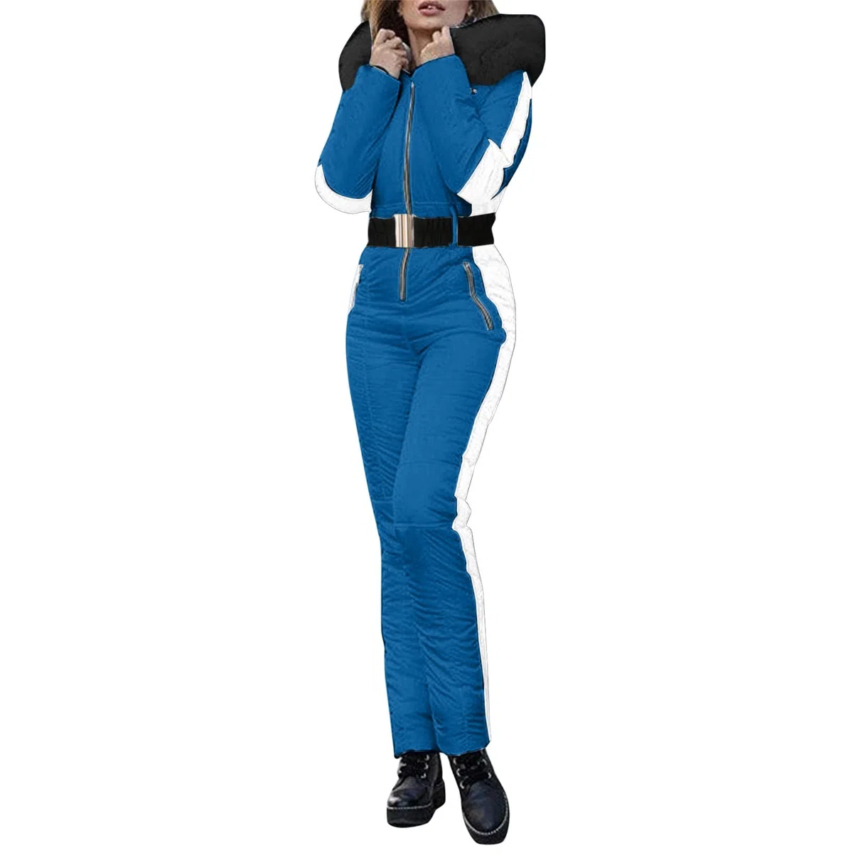 Generisch Damen Skianzug Einteiler Wasserdicht Isoliert Schneeanzug Skioverall Warm Winter Ski Overall Mit Pelzkragen Winddicht Reißverschluss Für Outdoor Sport Thermo Skibekleidung Snowboarden