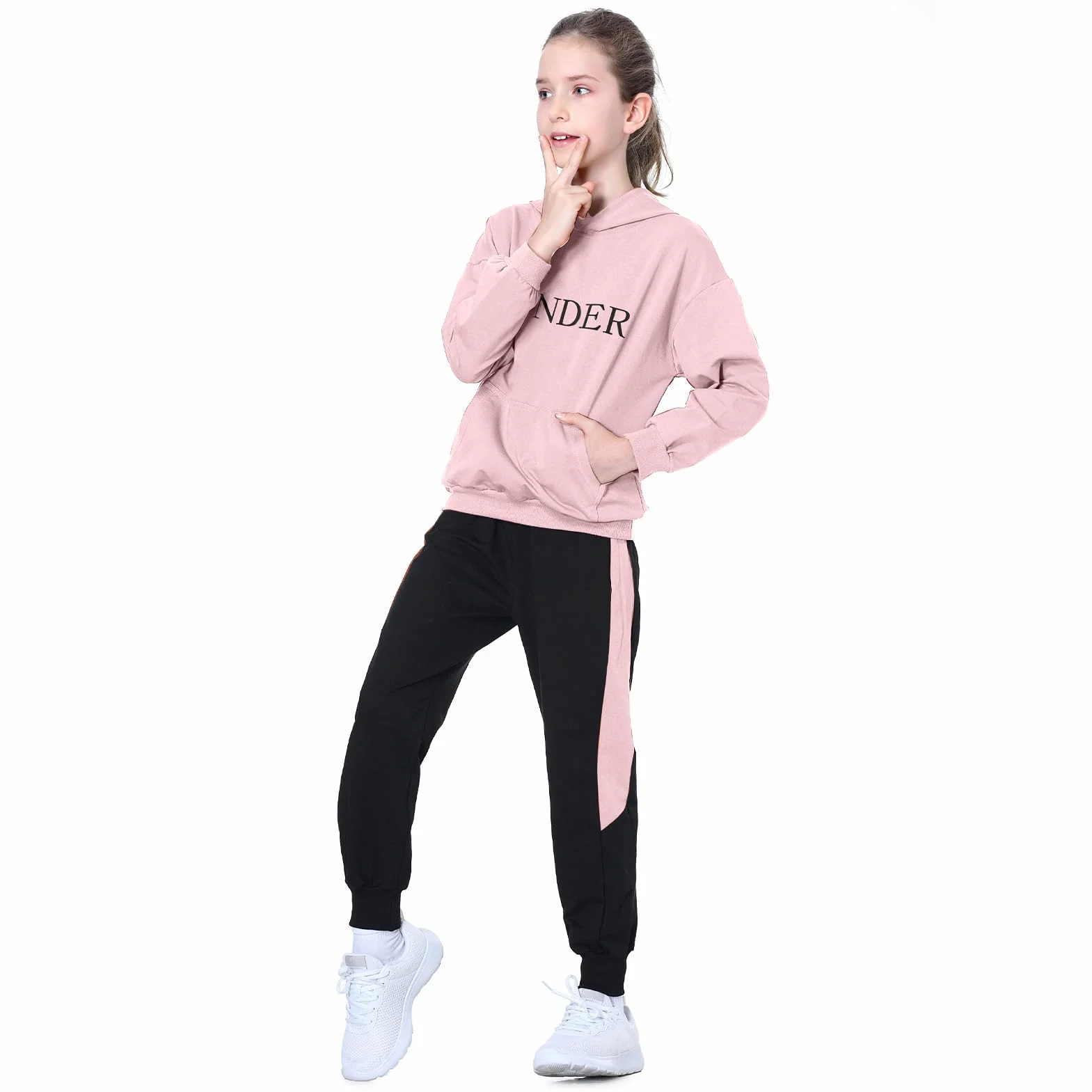 Kinder Mädchen Trainingsanzug Jogginganzug Sportanzug 2tlg Jogging Anzug Bekleidungsset Freizeitanzug Outfit-Set(Sweatshirt + Sweathose) Briefe Streifen Design