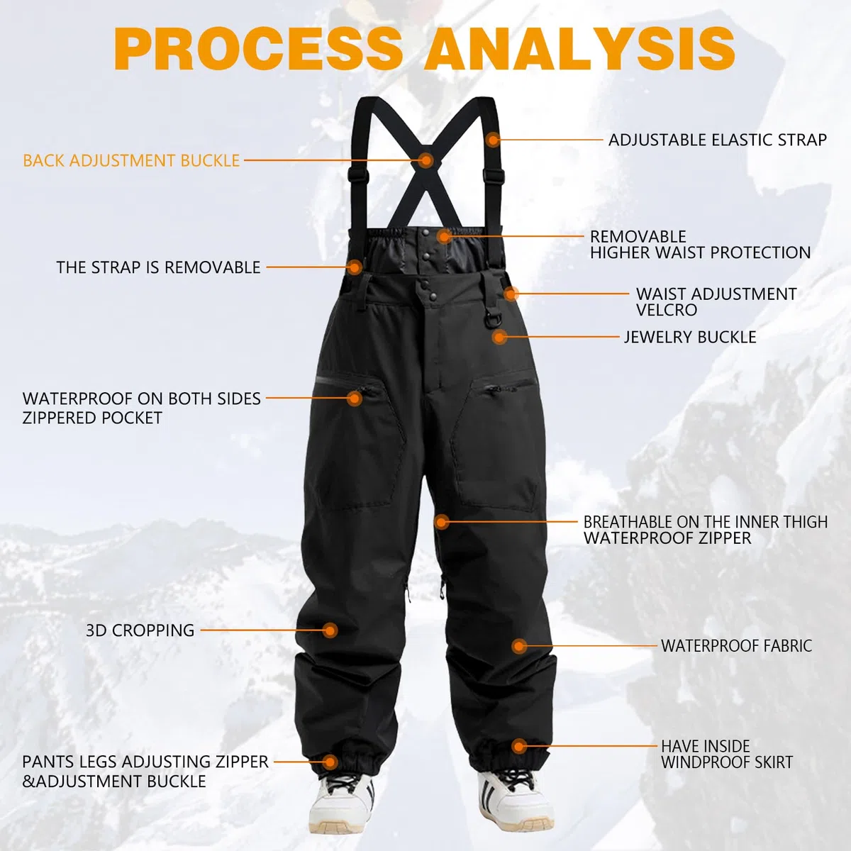 Unisex Skihosen | Damen Herren Schneehose – Gefüttert Warm Wasserdicht, Snowboardhose Mit Hosenträgern, Winter Outdoor Latzhose