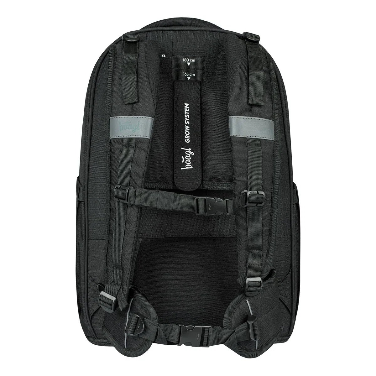 Baagl Schulrucksack Set Jungen Mädchen 5 Teilig 30 l - Darkness | Skateboard Rucksack für Teenager hat ein ergonomischer Schulranzen System, eine Bauchtasche und ein Laptopfach für Schule.