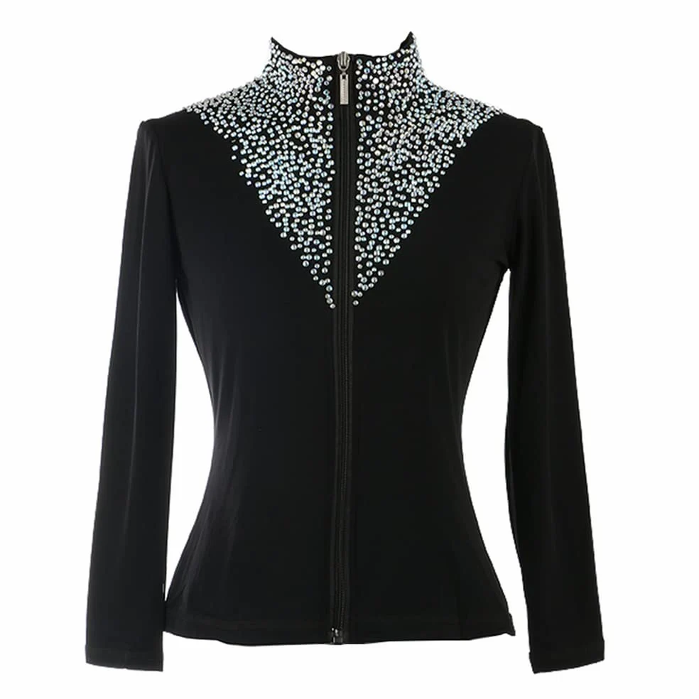 LIUHUO Eiskunstlaufjacke mit Diamanten, zweifarbig, Mädchen-Trainingskleidung