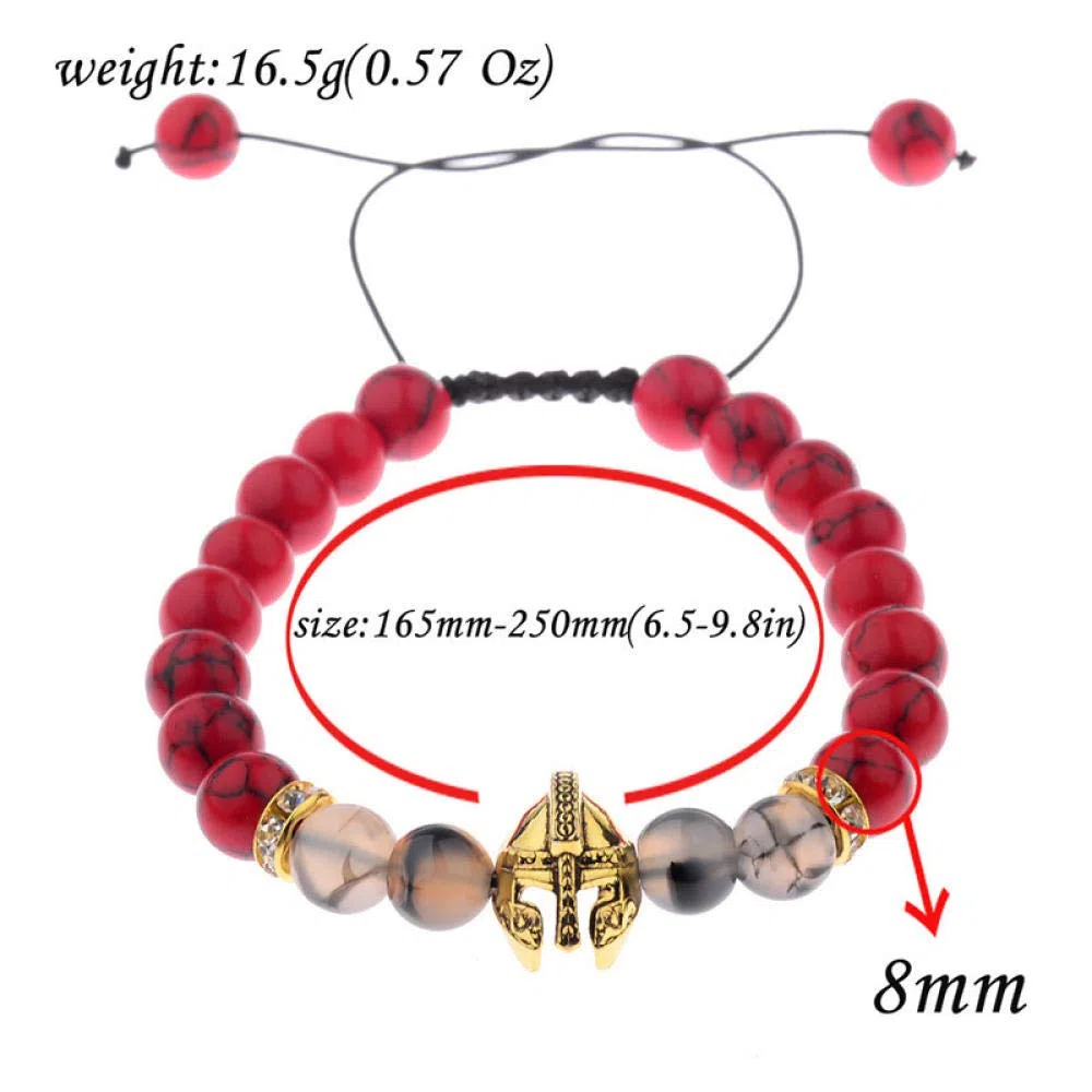 Steinarmband, Naturstein gewebtes Perlen Armband Mode rotes Kiefern Achat Perlen Seil elastisches Armband Naturstein Helm Accessoires Perlen Armband Personalisierte Kleidung Accessoires Schmuck