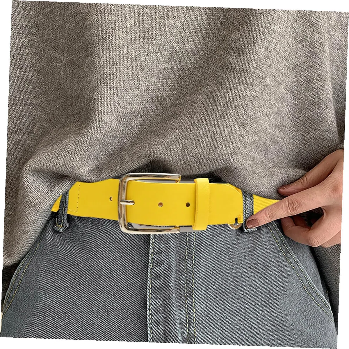 Baseballgürtel Gelb aus Kunstleder Elastischer und Robuster Gürtel Gelb mit Rostfreiem Metallring für Herren und Damen bei Baseball und Softball Zufällige Farbe