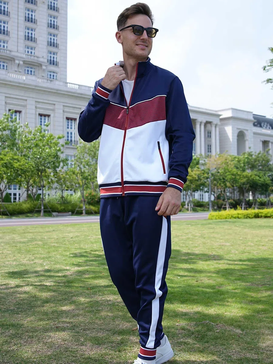 ANOTWENER Herren Trainingsanzüge Sets lässig lange Ärmel voller Reißverschluss Jacke und Jogginghose Jogginganzug Sport Outfits