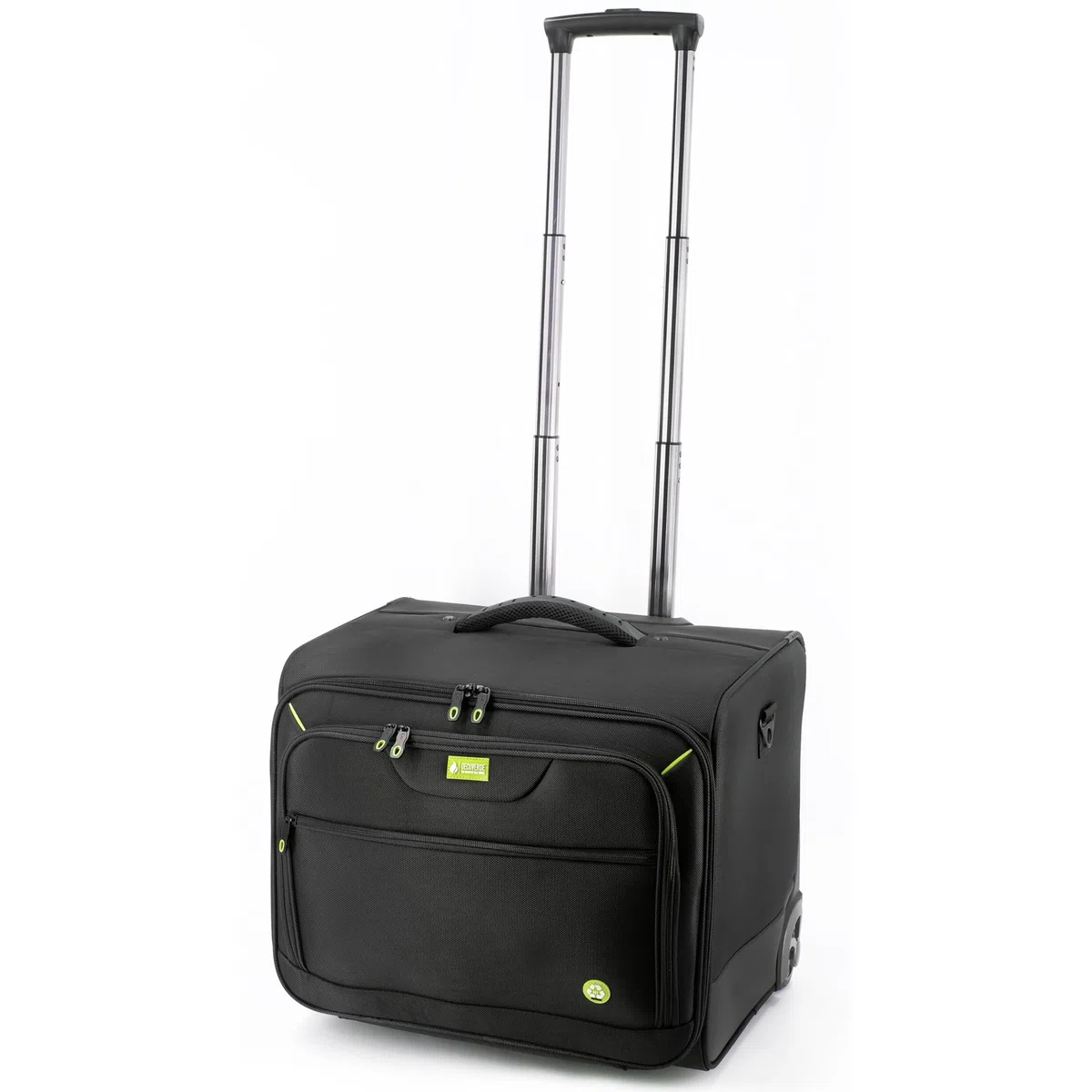 Aktenkoffer mit Rollen – XL Aktenkoffer Trolley aus recyceltem Polyester (rPET) für 5 A4 Aktenordner, Pilotenkoffer Business, schwarz