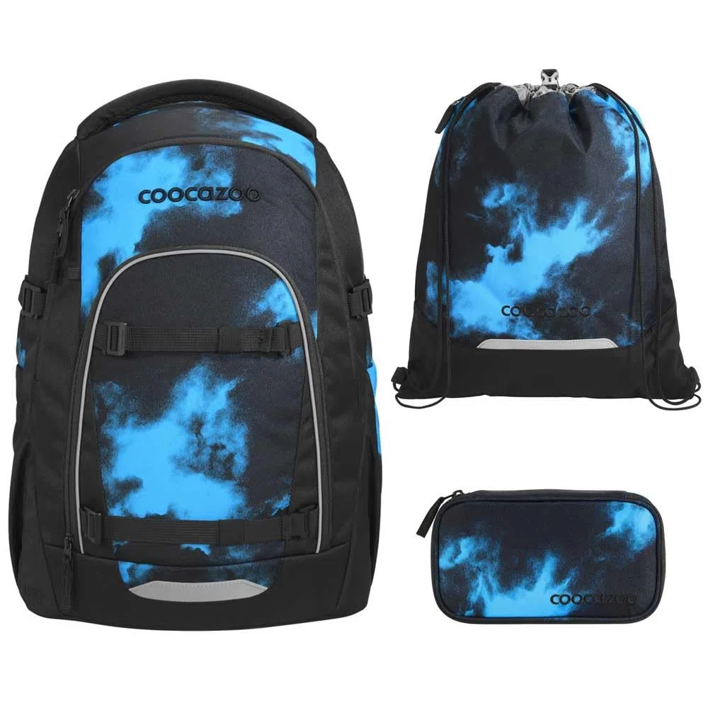coocazoo MATE Schulranzen-Set 3tlg für Mädchen und Jungen ab der 4. Klasse mit Rucksack. Schlamperetui und Sportbeutel (Mystic Clouds V2)
