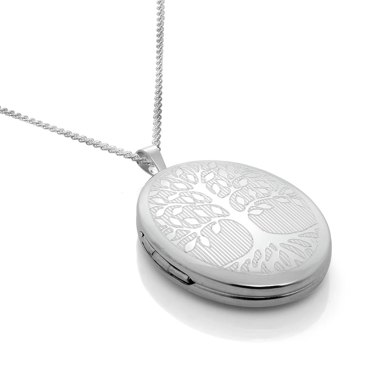 Sterlingsilber Lebensbaum Graviertes Medaillon Oval an 45,7cm Kette