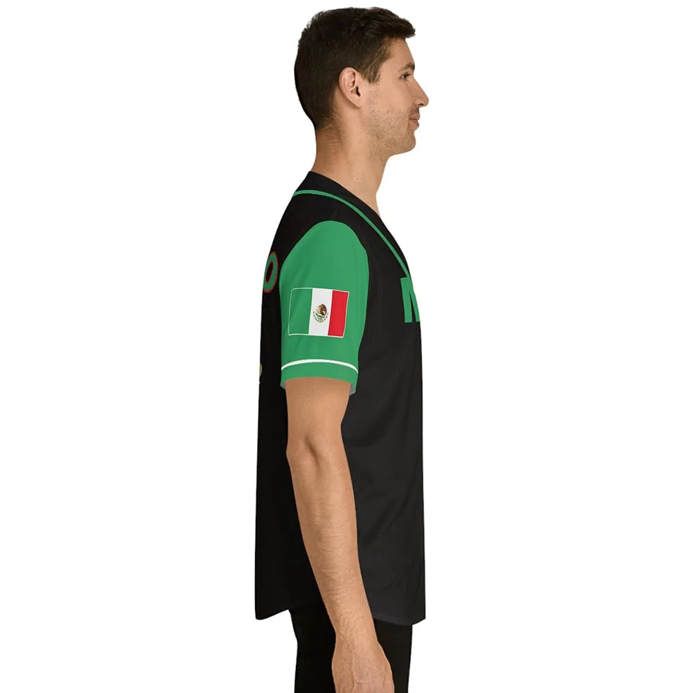 Herren Mexiko Baseball Trikot, Adler Mexiko Baseball Button Down Jersey Shirts, Mexikanische Flagge Baseball Trikots Sportshirt