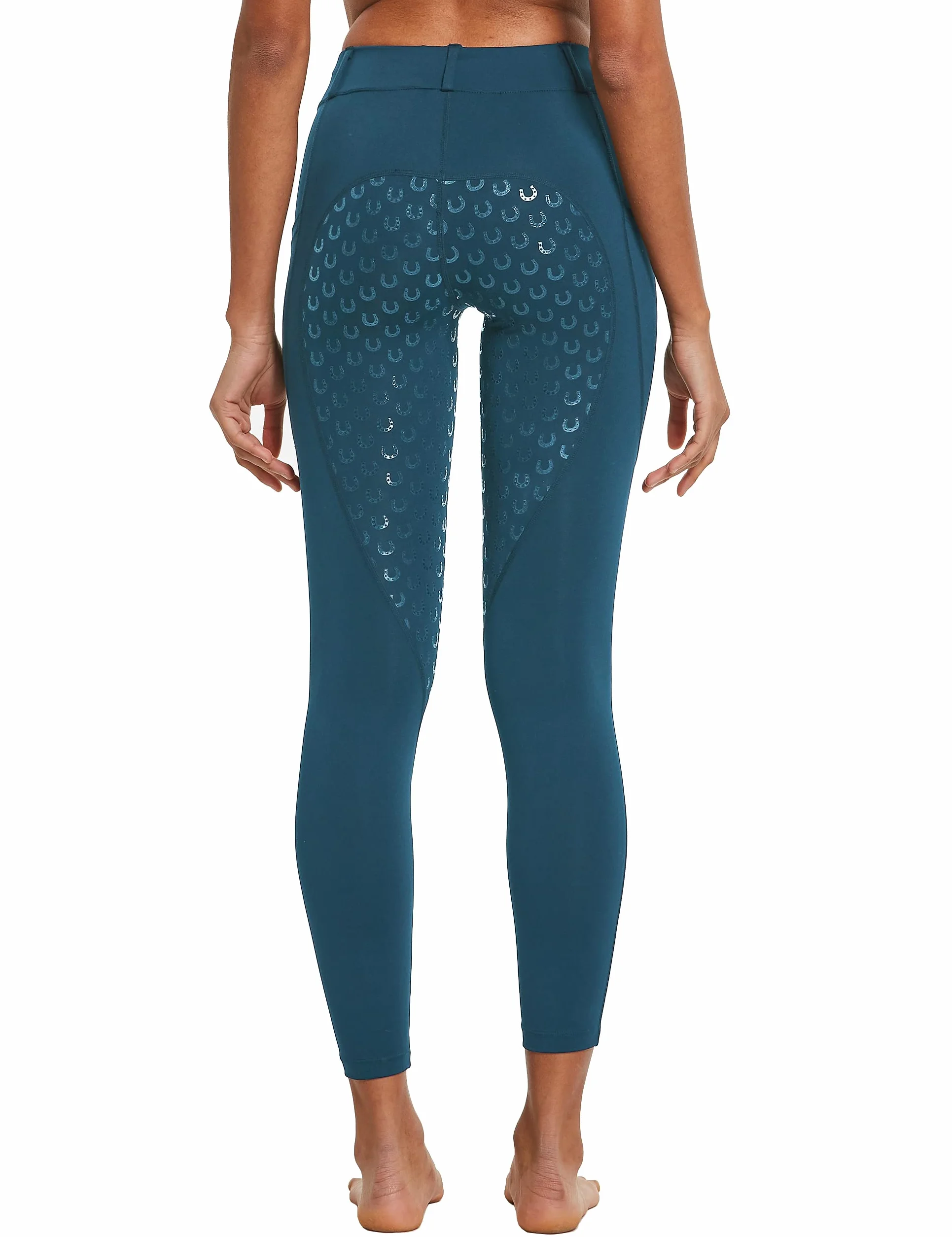 FitsT4 Sports Damen Reitleggings Silikon Vollbesatz Reithose mit Handytasche und Gürtelschlaufen