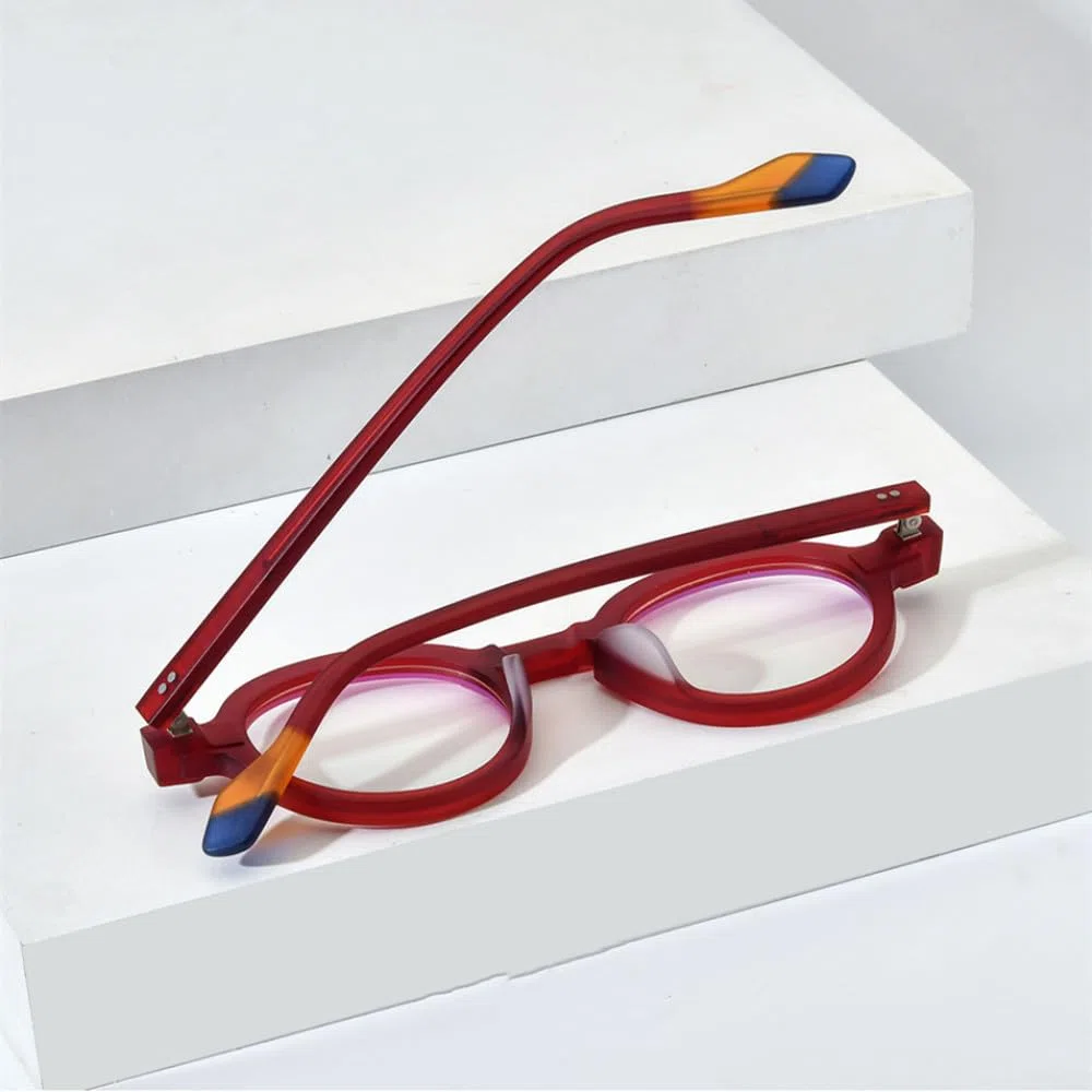 MUTYNE Mehrfarbige Acetat-Brillengestelle für Herren, matt, Retro, runde Brillen, Damenbrillen