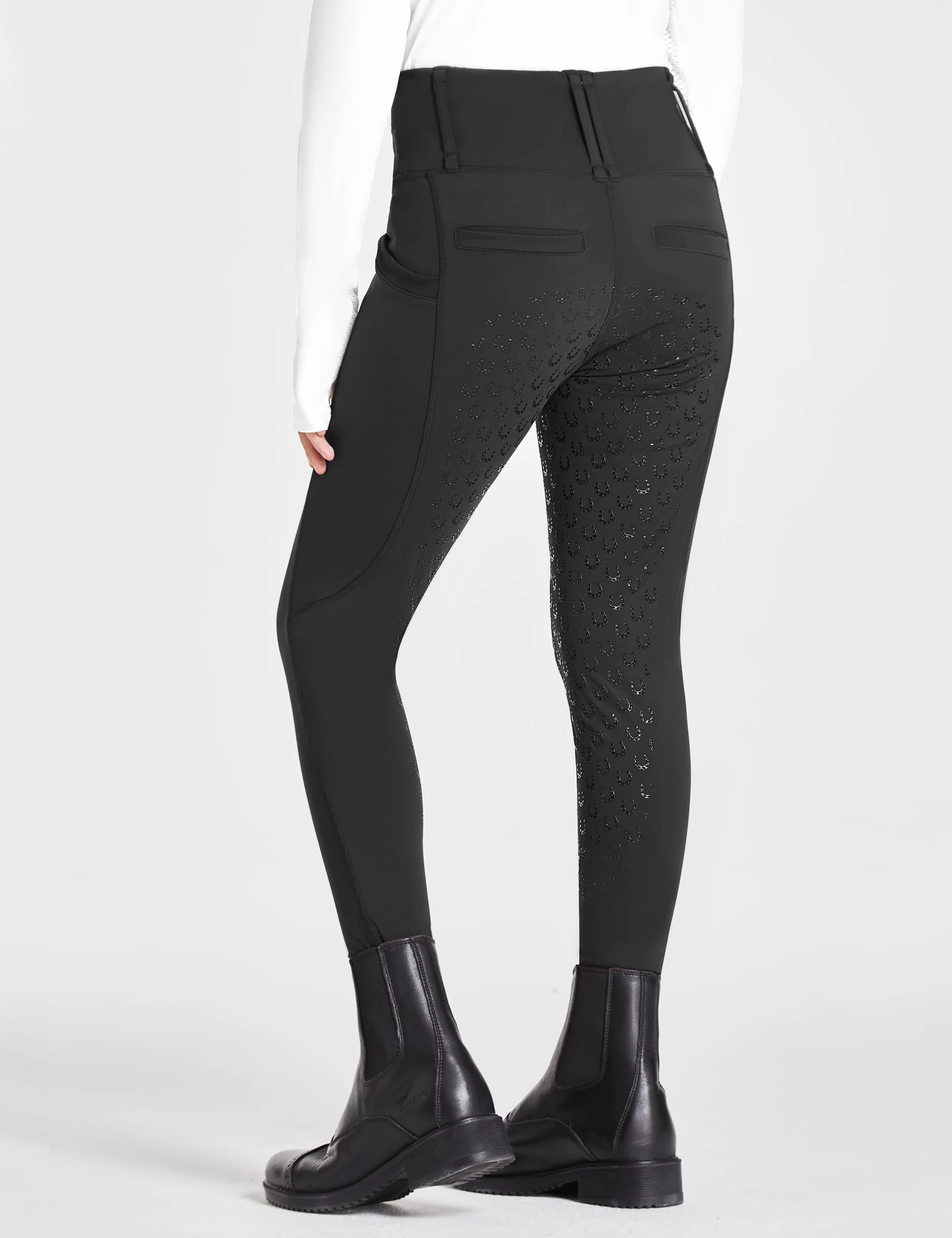 FitsT4 Sports Kinder Reithose Mädchen Reitleggings Silikon Vollbesatz Hohe Taille Reiten Hosen mit 2 Seitlichen Reißverschluss Taschen und Gürtelschlaufen