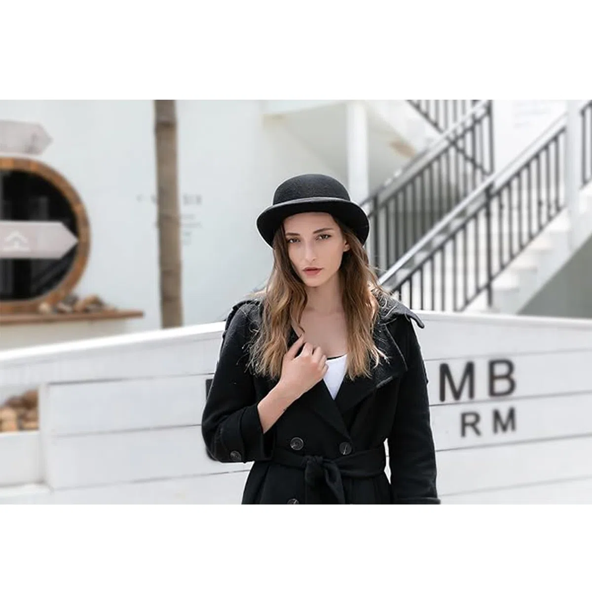 GEMVIE Schwarzer Derbyhut aus 100% Wolle, Theaterqualität, Hut, Bowler-Hut für Herren und Damen, Vintage-Kostüme