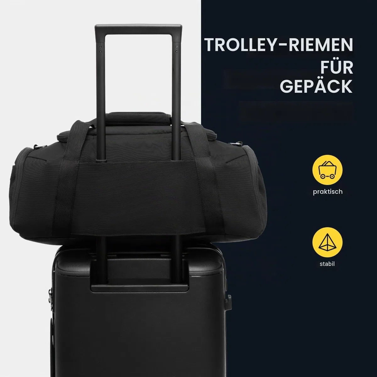 LEVEL8 Reisetasche Weekender, Faltbare Tasche& Sporttasche Große Reisetasche für Herren und Damen mit Schultergurt, Klein Faltbar 30L,Cabin Bag,50x24x25cm(Schwarz)
