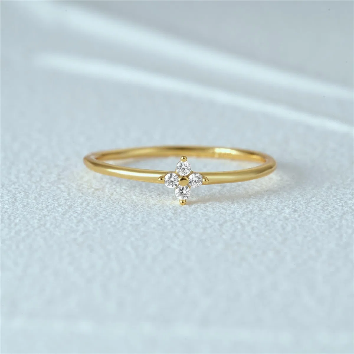 Wycian Deko Ringe Goldener Ring Modeschmuck 9K/14K Gelbgold Au375/Au585 Runde Form Moissanit Vorsteckring für Tante Elegant Schmuck Geschenk