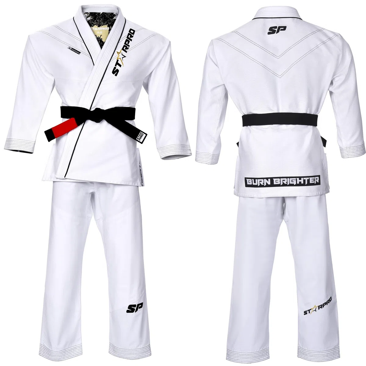 Starpro Ronin BJJ Gi 355 Gramm - Power Baumwollmischung - Weiß und Schwarz - Preshrunk Professional Martial Arts Kimono für Training und Wettkampf - Männer & Frauen