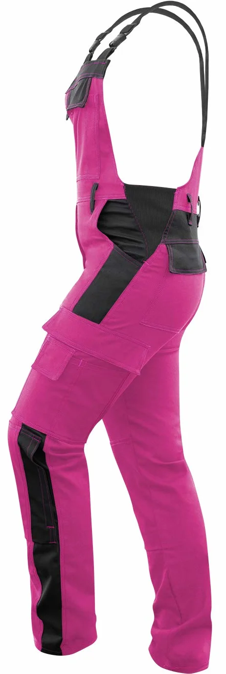 strongAnt Latzhose Damen stretch Arbeitshose für Frauen mit Kniepolstertaschen Baumwolle Cargo Hose Schwarz Grau Pink