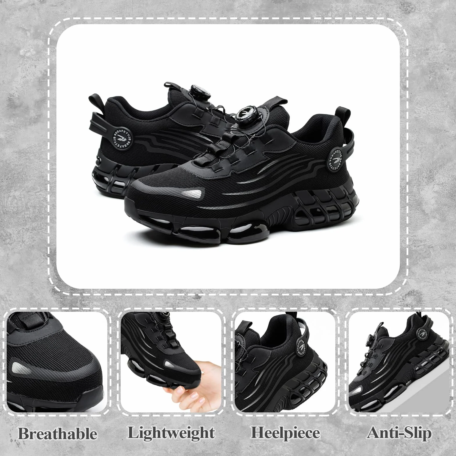 Arbeitsschuhe Sicherheitsschuhe Herren Damen Stahlkappen Anti-Smashing Leicht Sportlich Atmungsaktiv Selbsthemmend Schnellverschluss Mode Schutzschuhe 36-46 EU