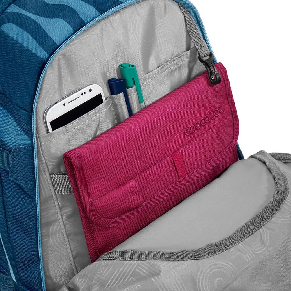 coocazoo MATE Schulranzen-Set 3tlg für Mädchen und Jungen ab der 4. Klasse mit Rucksack. Schlamperetui und Sportbeutel (Breaking Waves)
