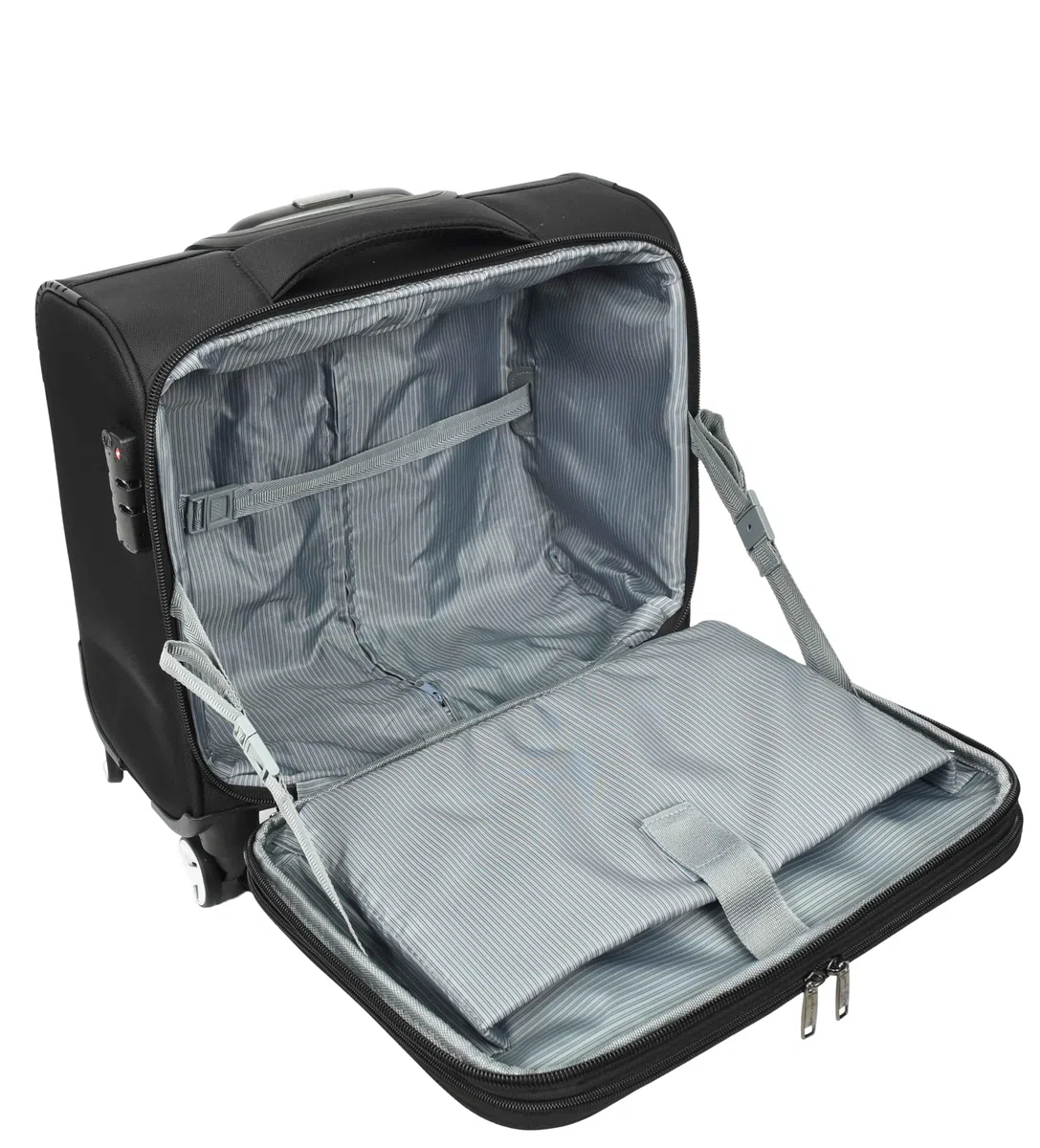 A1 FASHION GOODS Pilotenkoffer mit 4 Rädern, leicht, TSA-Schloss, Kabinengröße, Reise-Business-Tasche, Crew, Schwarz , S, Softcase Pilotenkoffer auf Rollen