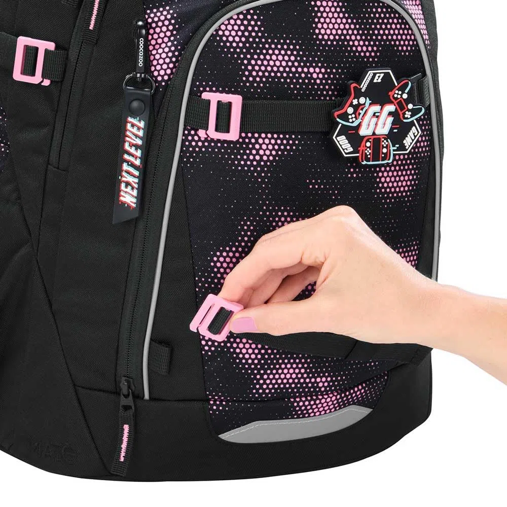 coocazoo MATE Schulranzen-Set 3tlg für Mädchen und Jungen ab der 4. Klasse mit Rucksack. Schlamperetui und Sportbeutel (Pink Illusion V2)
