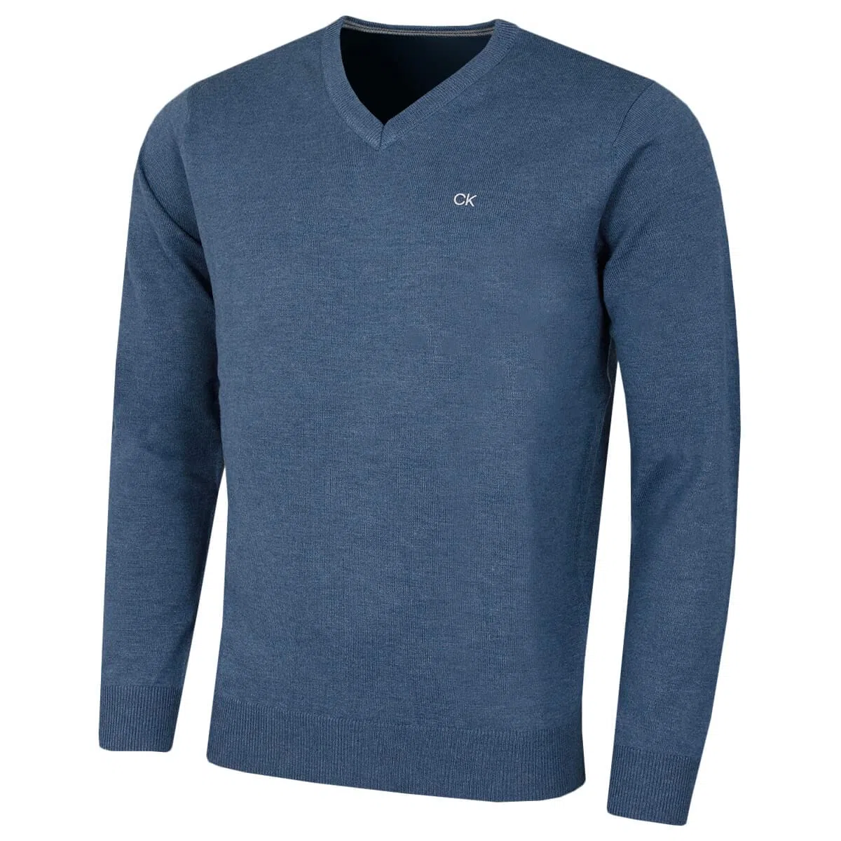 Calvin Klein Herren V-Ausschnitt Soft Cotton Pullover - Denim Marl - XXL