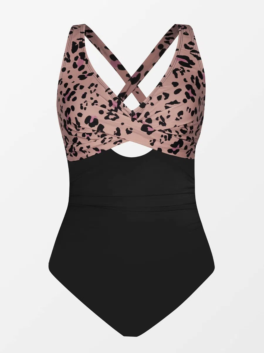 CUPSHE Damen Badeanzug Wickeloptik V Ausschnitt Zierausschnitten Bauchweg Raffungen Einteilige Bademode Swimsuit