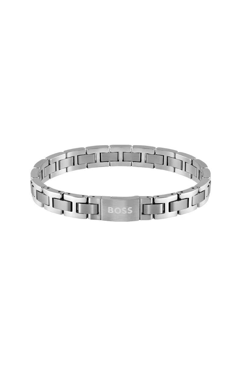 BOSS Jewelry Armband mit Knebelverschluss für Herren Kollektion METAL LINK ESSENTIALS aus Edelstahl