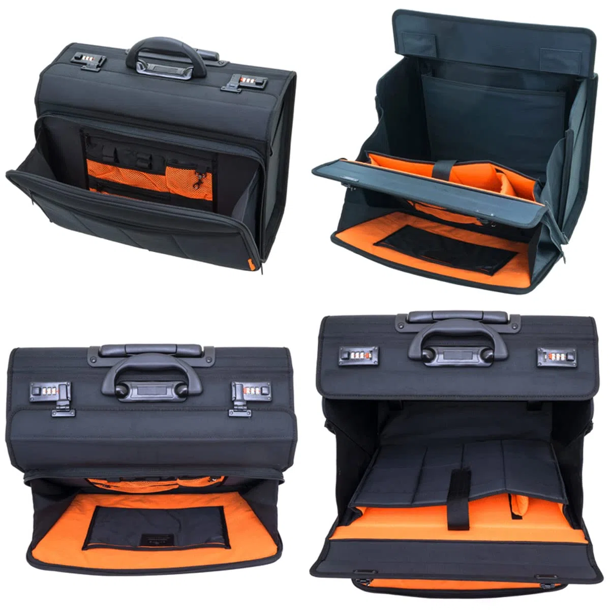 Aktenkoffer Pilotenkoffer Erweiterbar Rollen Akten Trolley Schwarz 47 cm