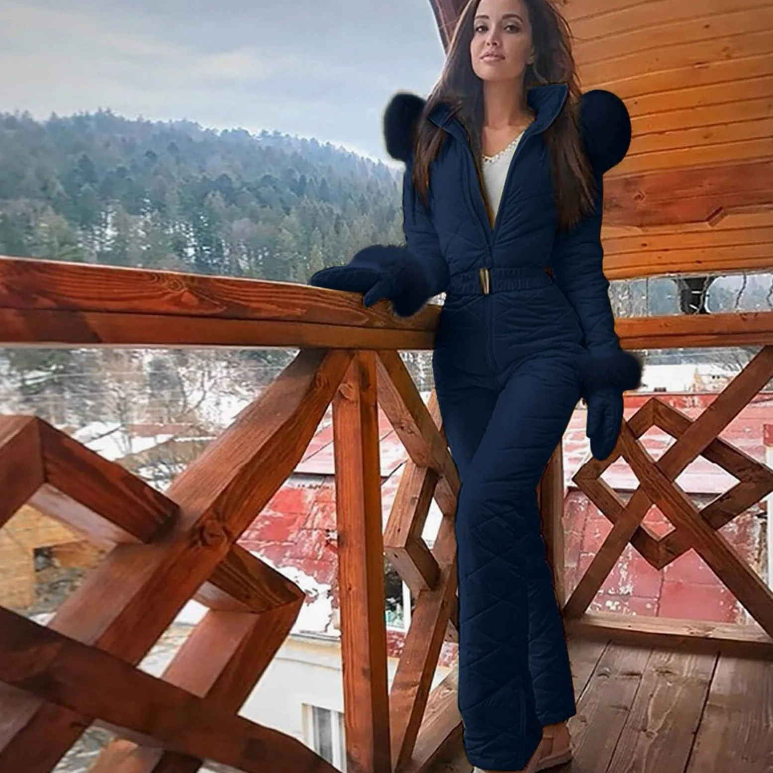 All-in-One-Skianzug für Damen, Ski-Overall für Damen, wasserdicht, wasserdicht, Winter, Outdoor, Snowboard, Schneeanzüge, Winter, warm, Outdoor-Sportjacke, leicht, warm und funktional