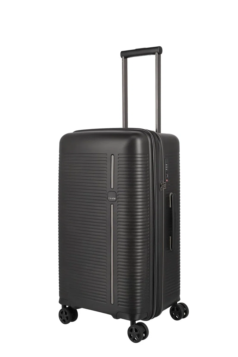 Travelite 4-Rad Hartschalenkoffer mittelgroß 74 Liter, Trunk Koffer, Gepäck Serie Roomer: Hartschalen Trolley mit Dehnfalte + TSA Kombinationsschloss, 66 cm (kein Sperrgepäck)