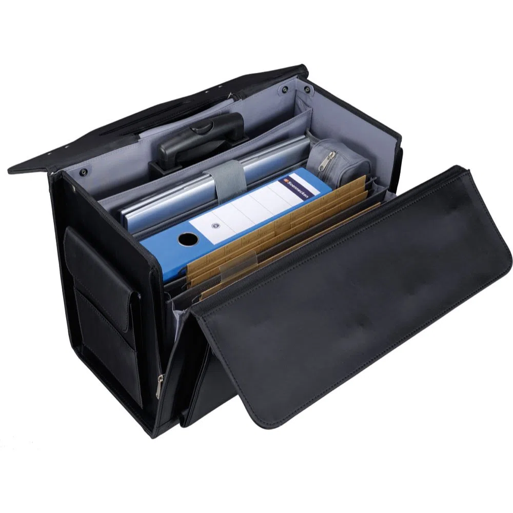 ALASSIO Trolley Pilotenkoffer Rocca II, Businesskoffer aus Mikrofaser, Handgepäck Aktentrolley mit 2 Rollen Koffer, 46 cm, 90 Liter, Schwarz