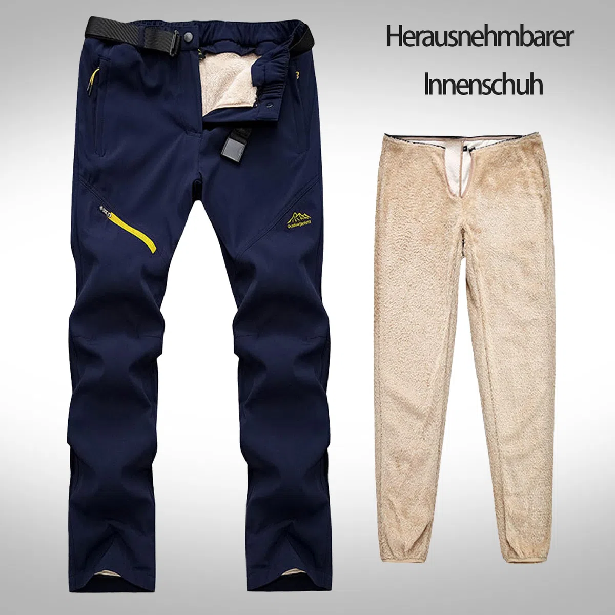 Generisch Skianzug Herren 2 Teilig Set Winddicht Schneeanzug mit Kapuze Skibekleidung Set Wasserdicht Ski Anzug Männer Winter Warm Skijacke Und Hose Thermoanzug Winterjacke Fleece Lined Windjacke