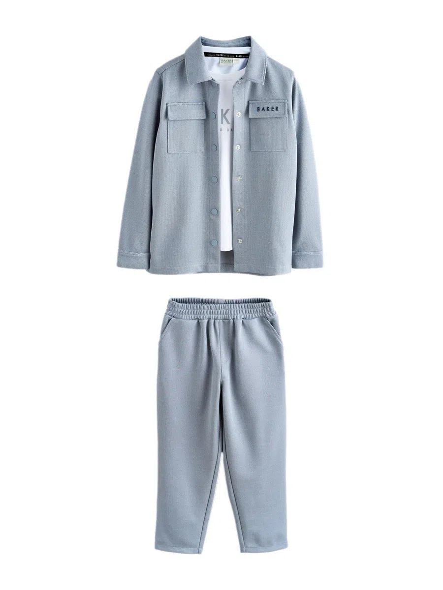 Jungen Strukturierte Jacke, T-Shirt und Hose, 3-teiliges Set