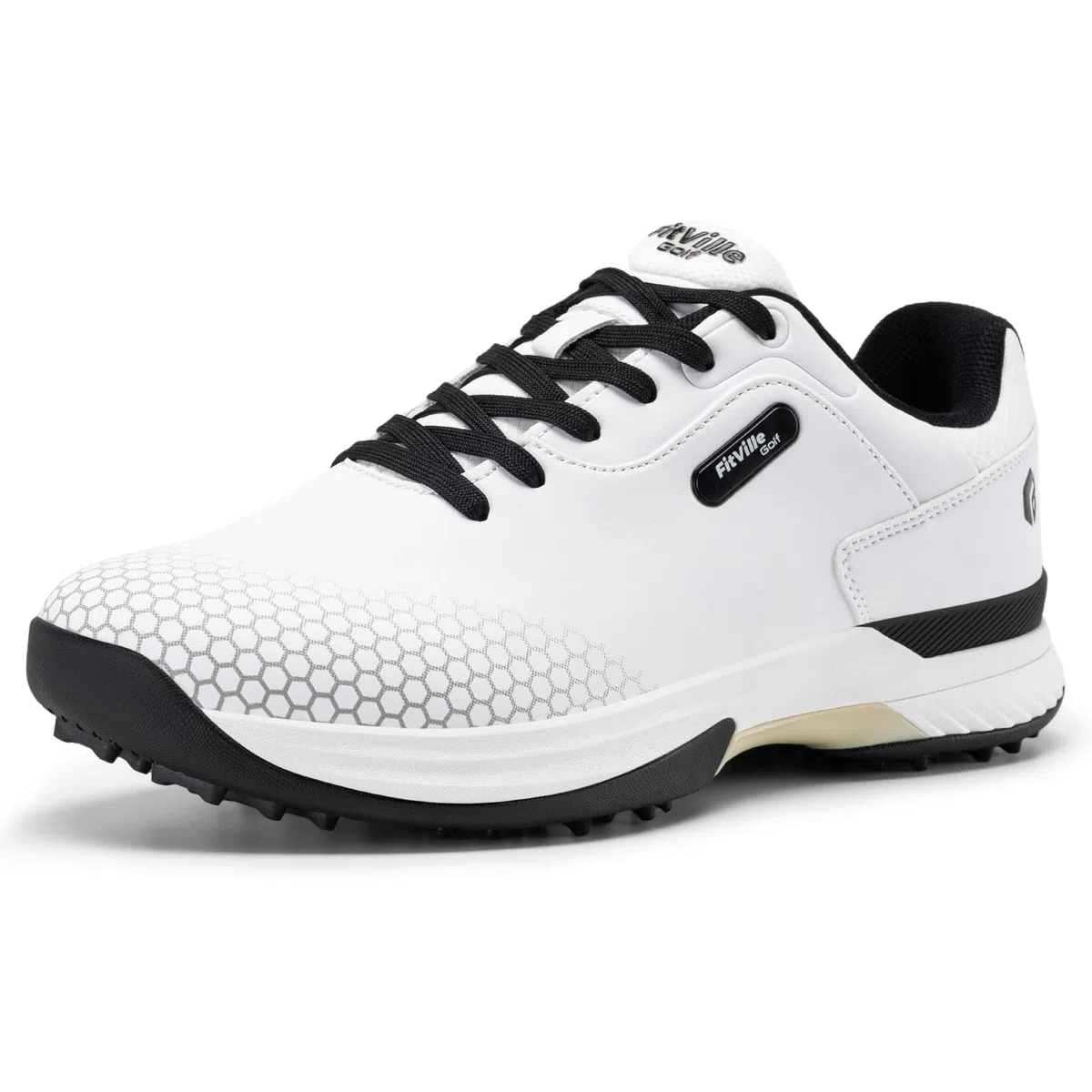 FitVille Extra Weit Golfschuhe für Herren Breit Golfschuh Herren mit Schnürung Atmungsaktiv Trainingsschuh für Golf Grau Weiß Gr.40-49