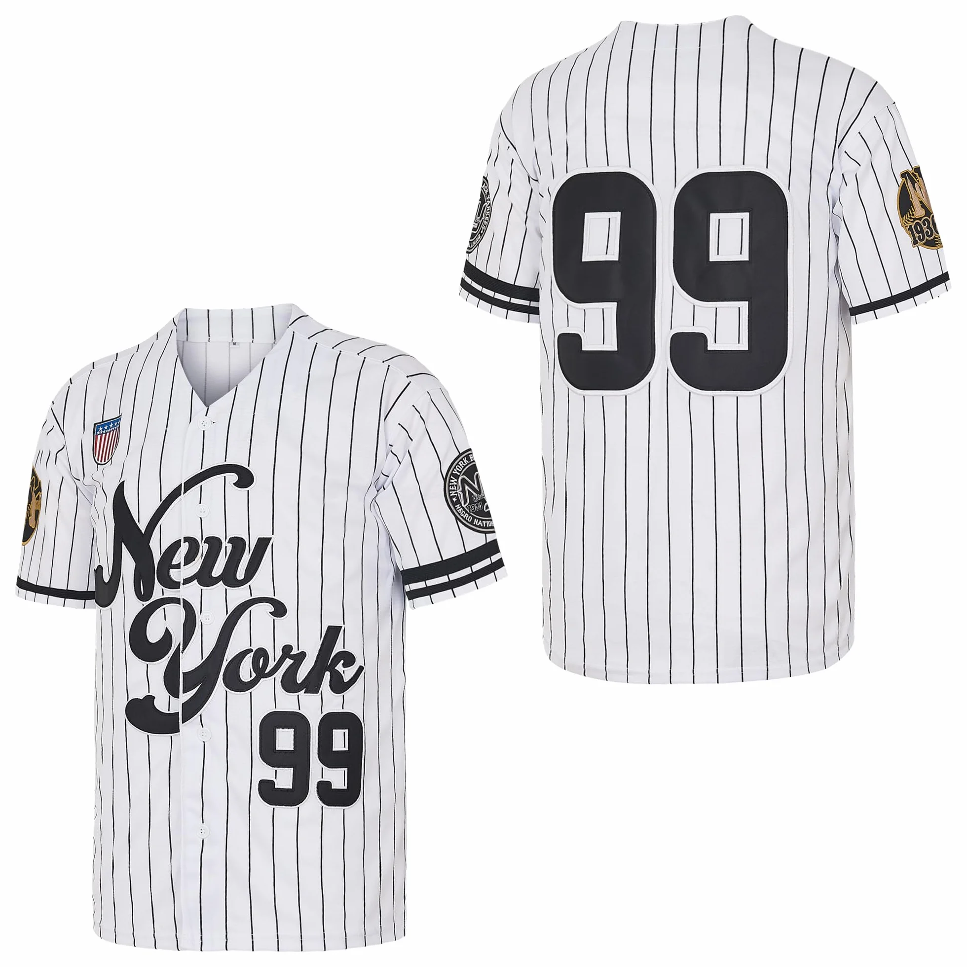 NY Jersey Herren New York 99 Baseball Trikots Shirts Hip Hop Button Down für Party Weihnachten Grau