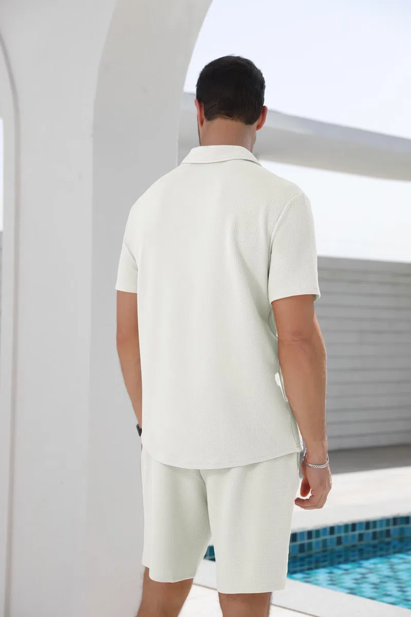 Trainingsanzug Herren Sommer 2-teilig,Kurzarm T-Shirt & Kurze Hose, Sportanzug für Fitness, Freizeit und Alltag,Atmungsaktiv Leicht