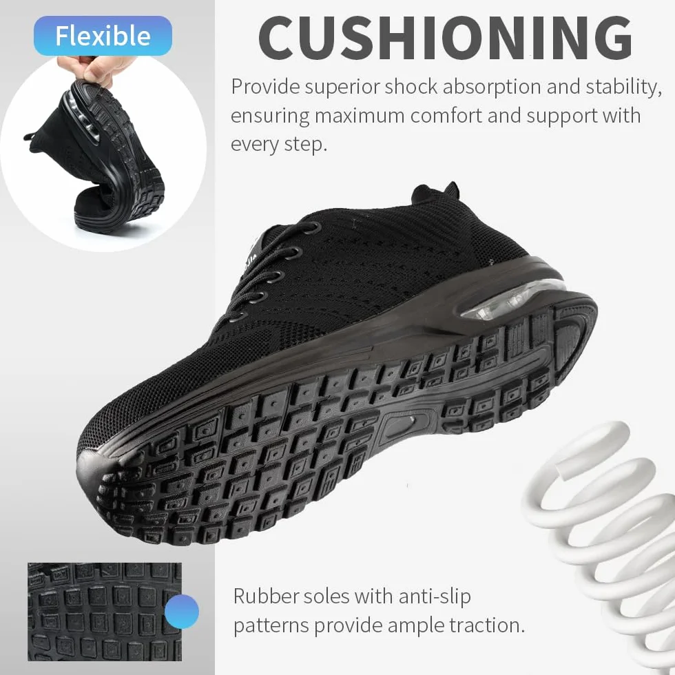 Nasogetch Sicherheitsschuhe Damen Herren Stahlkappenschuhe Arbeitsschuhe Sportlich Atmungsaktiv