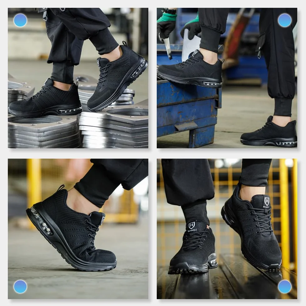 Nasogetch Sicherheitsschuhe Damen Herren Stahlkappenschuhe Arbeitsschuhe Sportlich Atmungsaktiv