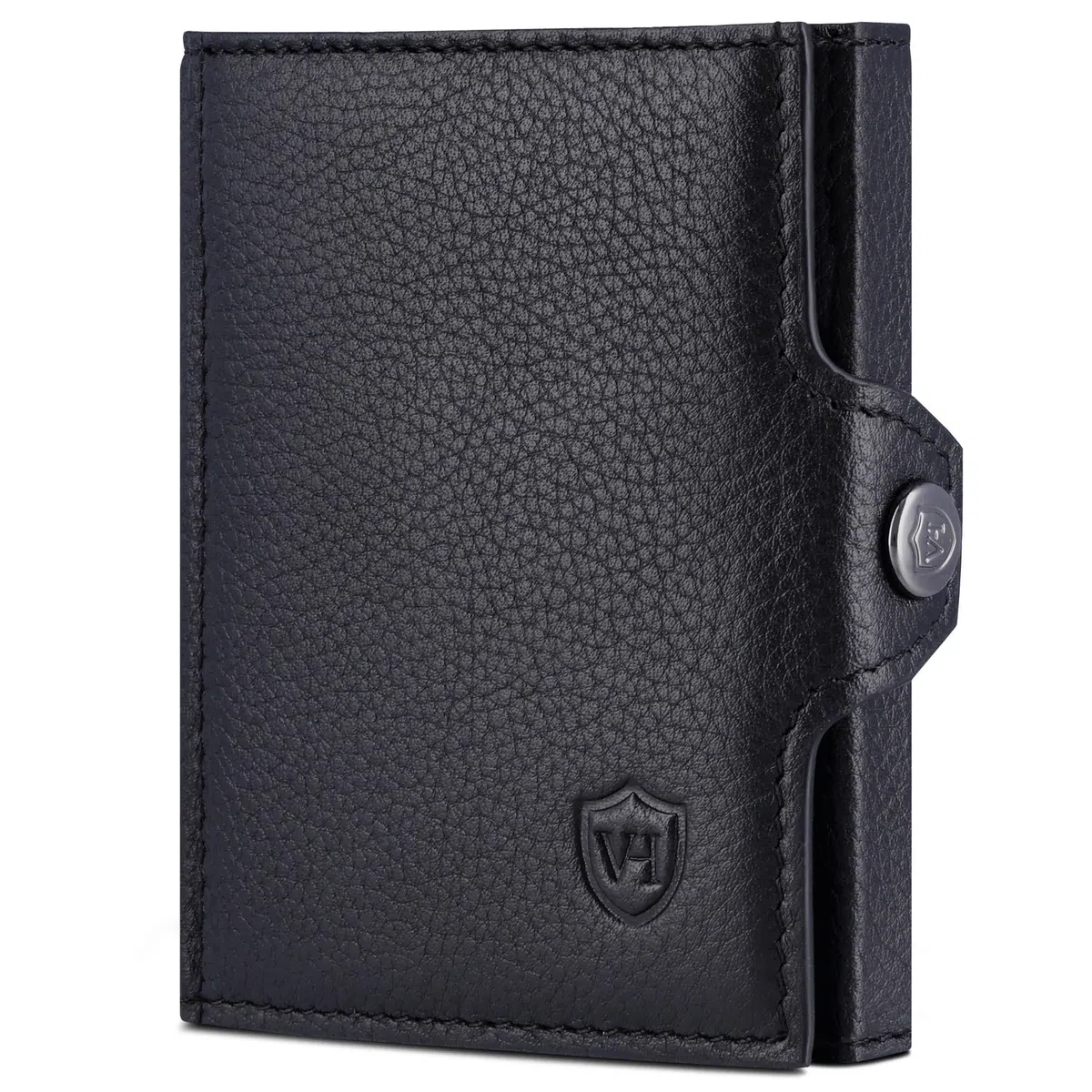 VON HEESEN Slim Wallet mit XL Münzfach & RFID-Schutz - Mini Geldbörse Herren & Damen - Kartenetui Kreditkartenetui - Portmonee Geldbeutel Portemonnaie klein Schwarz