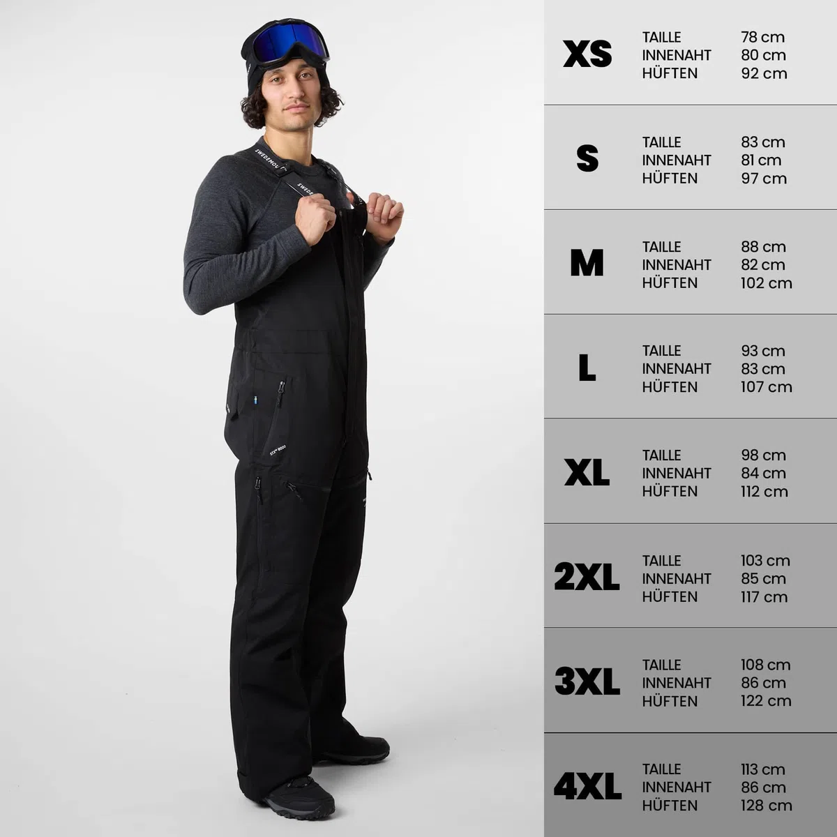 Swedemount Herren St. Anton Bib Pants, Wind- und wasserdichte Skihose mit Hosenträgern,Wassersäule von 8.000 mm und Einer Atmungsaktivität von 3.000 mm/m²/24h, perfekt für die Skipiste