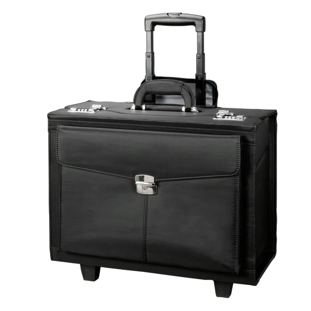 ALASSIO Trolley Pilotenkoffer Rocca II, Businesskoffer aus Mikrofaser, Handgepäck Aktentrolley mit 2 Rollen Koffer, 46 cm, 90 Liter, Schwarz